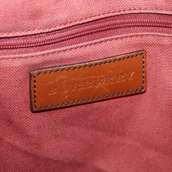 BURBERRY Nova Check Blue Label Tote Bag PVC Suede Beige Brown gold Auth 133568 - Picture 10 of 16